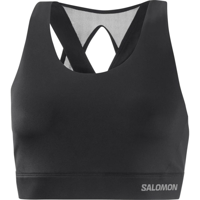 Black Salomon Cross Women's Run Bras | PH 09483N